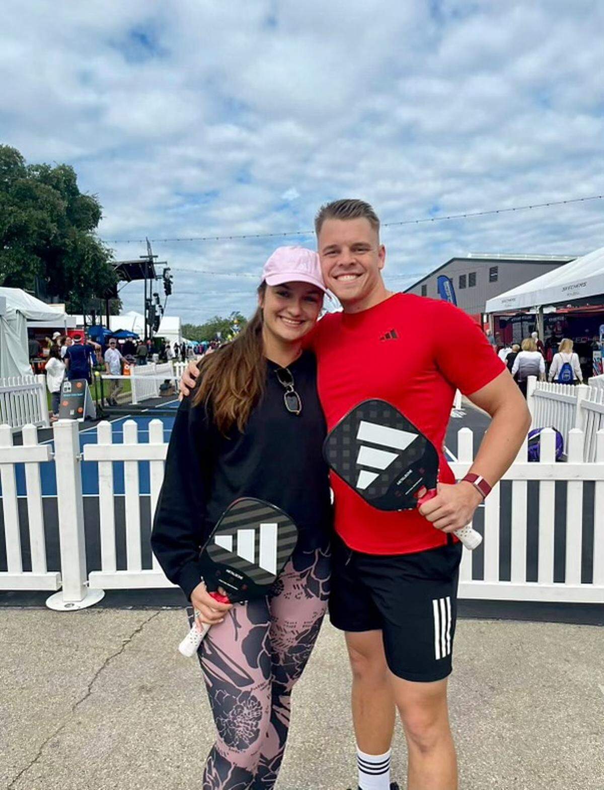 Masha Zhankov and David Nelson met while playing pickleball at the Salvation Army pickleball courts in Miami.