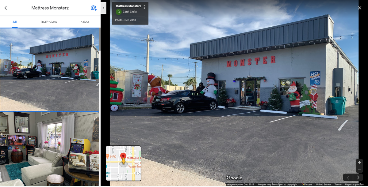 This isn’t the first year the mattress store decorates for a holiday with Bigfoot. A photo of the store taken in December 2018 and uploaded to Google Maps shows the 8-foot, 300 pound statue standing next to Frosty the Snowman.