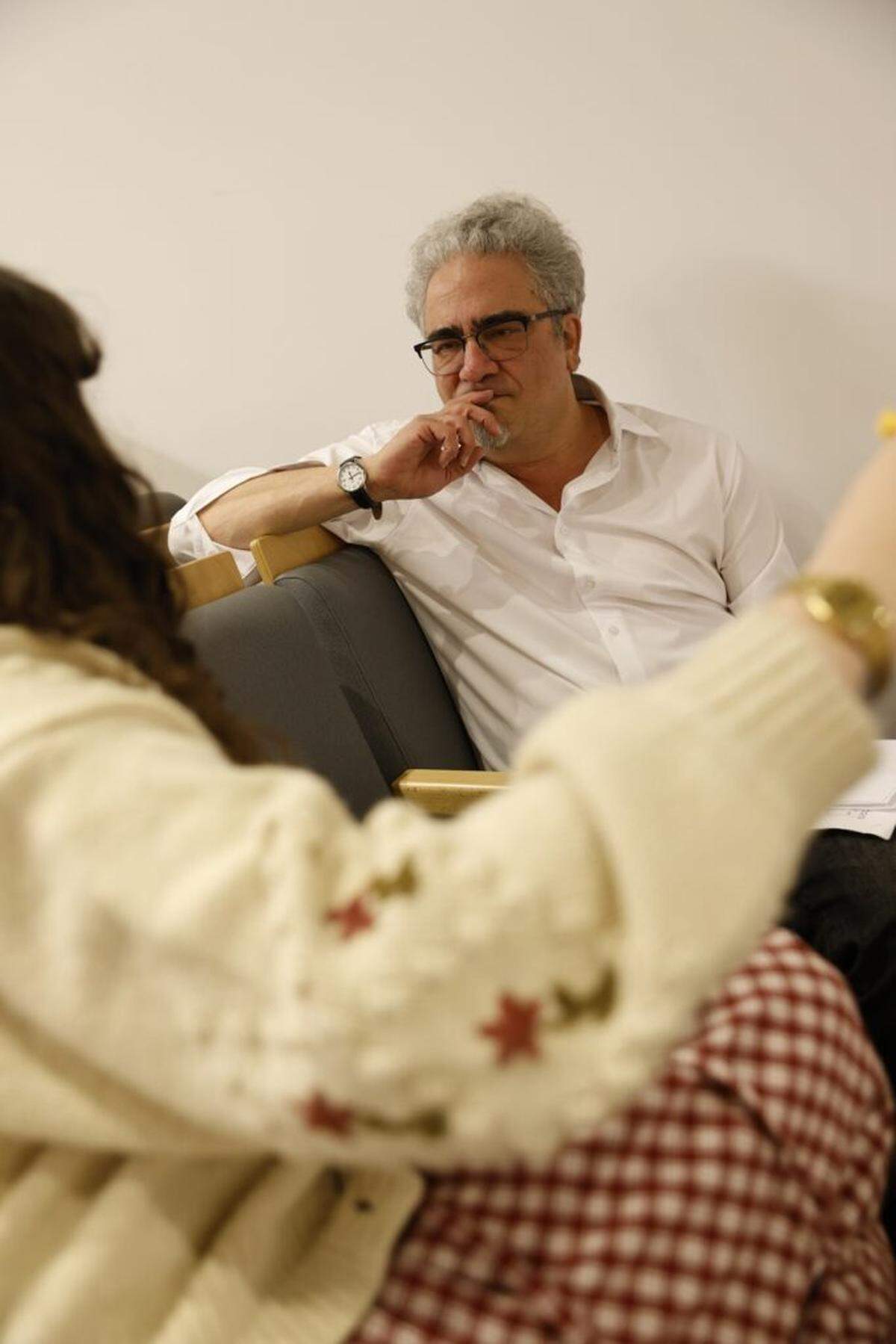 Director Amy Coker with “Humanization” playwright Michael Yawney.
