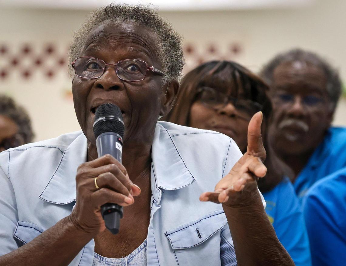 Delphia Kaigler, a 91-year-old resident of the neighborhood, has been advocating for Broward Estates Elementary for decades and said at a meeting at the school that the district has failed to invest in the school.