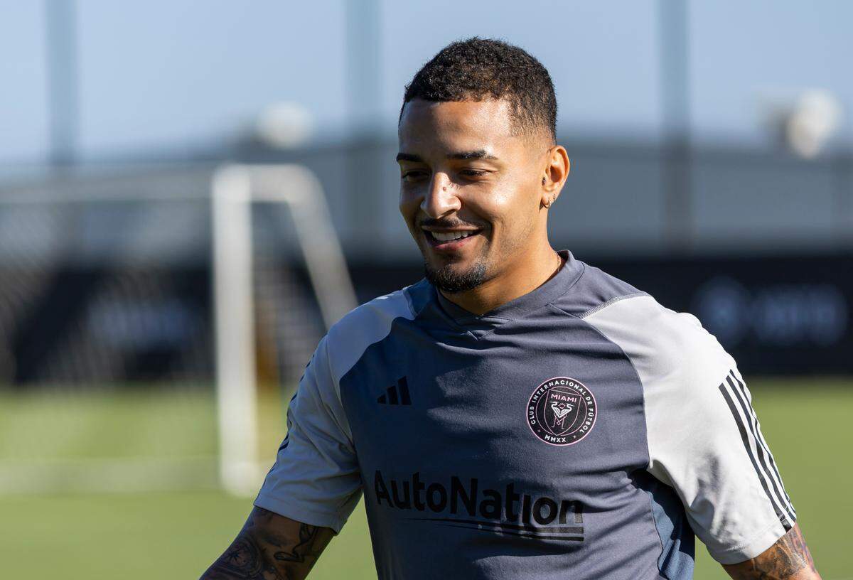 Inter Miami midfielder Gregore Silva (26) is seen during a team practice session at the Florida Blue Training Center on Monday, Aug. 1, 2023, in Fort Lauderdale, Fla.