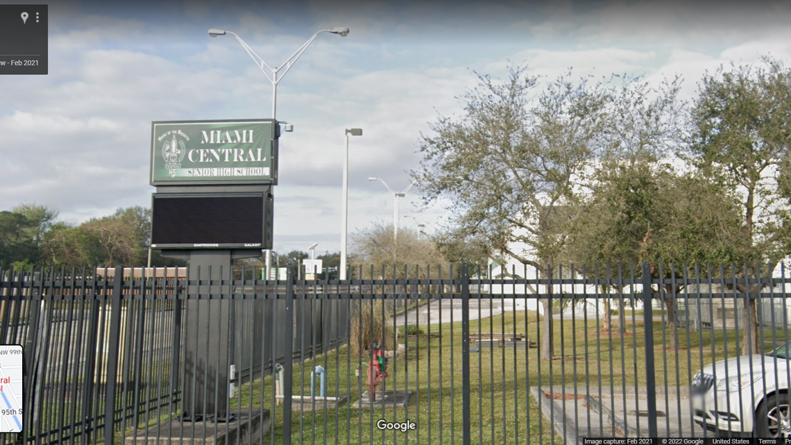 Four people were taken into custody Tuesday afternoon at Miami Central Senior High School after they trespassed onto the campus to fight some students, the school district said.