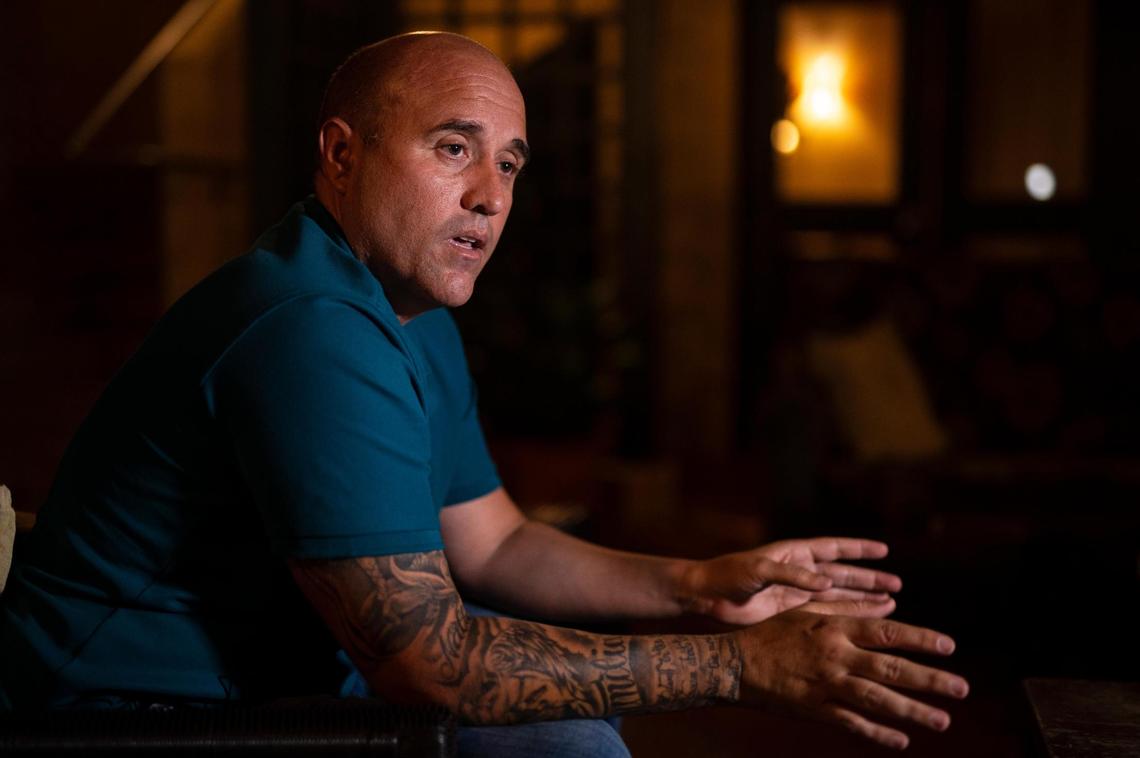 Jose Irizarry, a once-standout DEA agent sentenced to more than 12 years in federal prison for conspiring to launder money with a Colombian cartel, speaks during an interview the night before going to a federal detention center in San Juan in January.