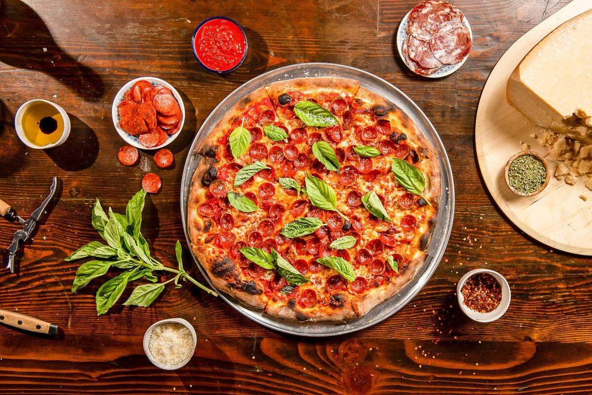 Pepperoni and hot honey pizza at the new Eleventh Street Pizza, which replaced Fooq’s in downtown Miami