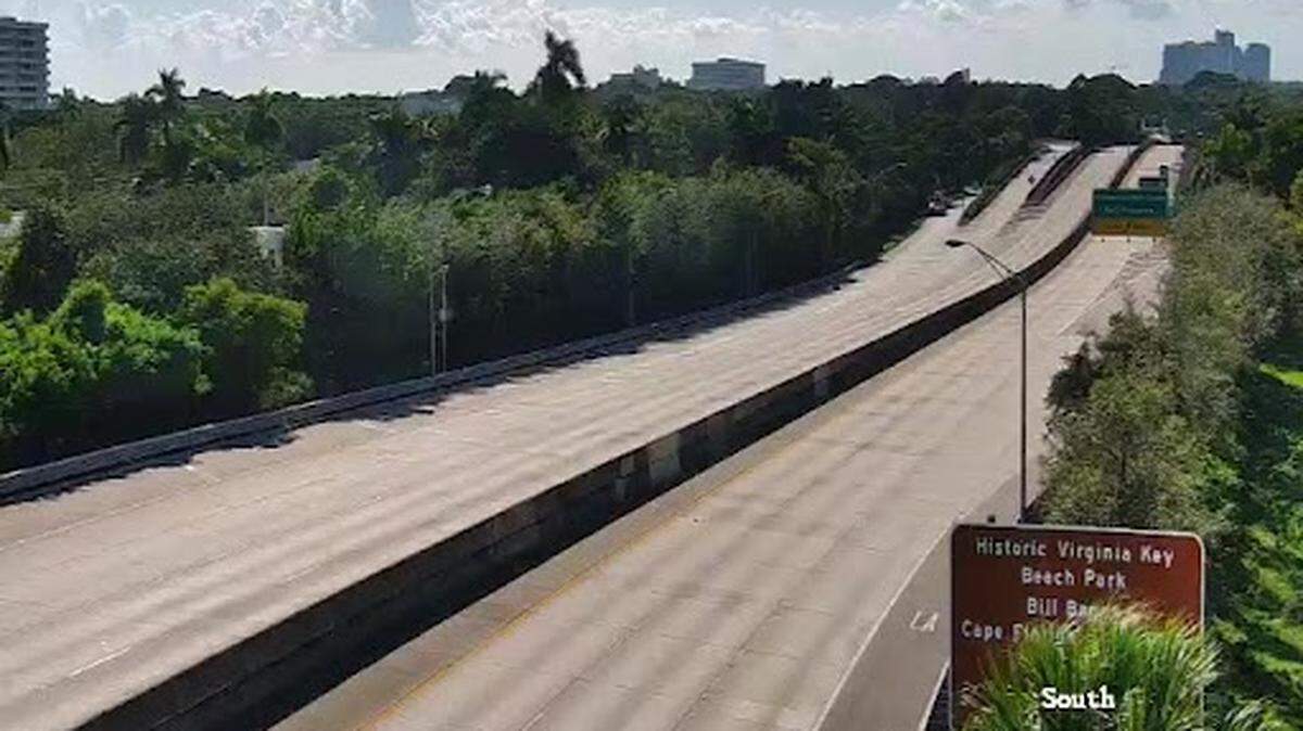 A Florida Department of Transportation traffic cam on I-95 at Southwest 20th Street shows an empty Interstate 95 south of downtown at 2 p.m., Sunday, Dec. 21.
