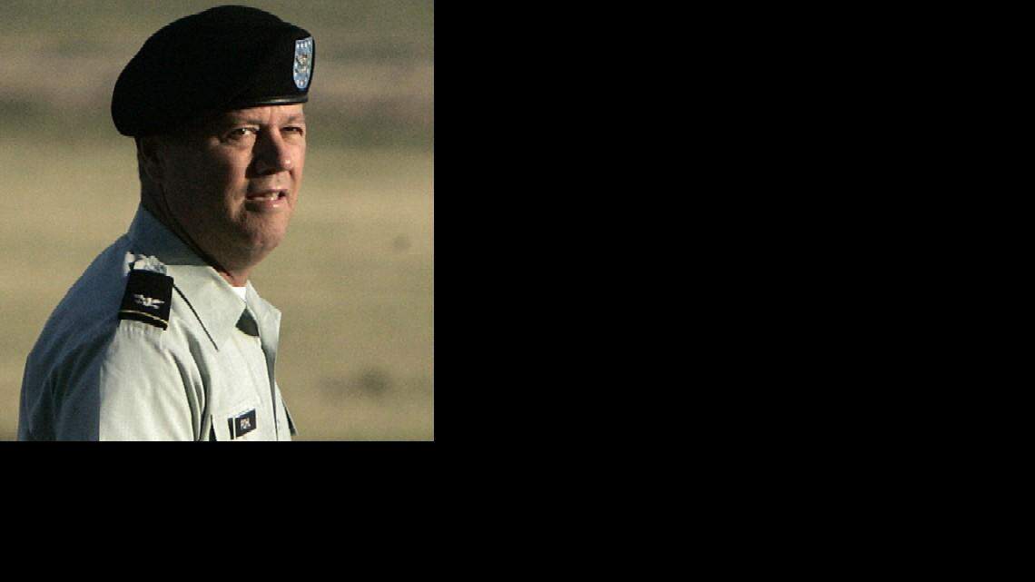 U.S. Army military judge Col. James L. Pohl arrives for a pretrial hearing for U.S. Army Pfc. Lynndie England at Fort Hood, Texas, Thursday, July 7,  2005.