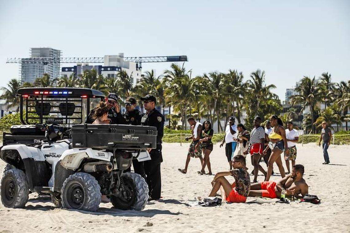 Miami Beach increased the police presence on the sand during spring break this year.