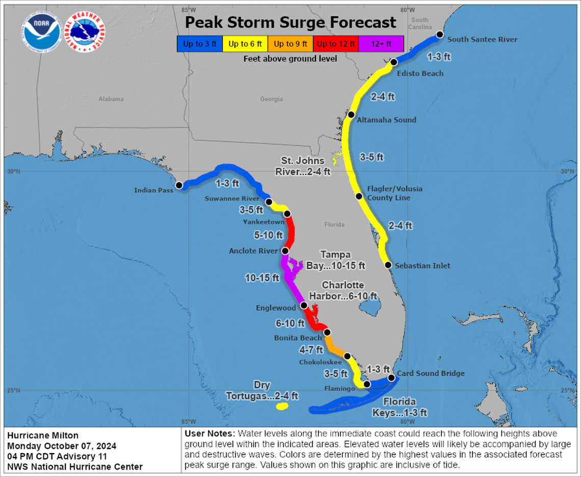 New, higher projections call for up to 15 feet of storm surge for Tampa Bay.