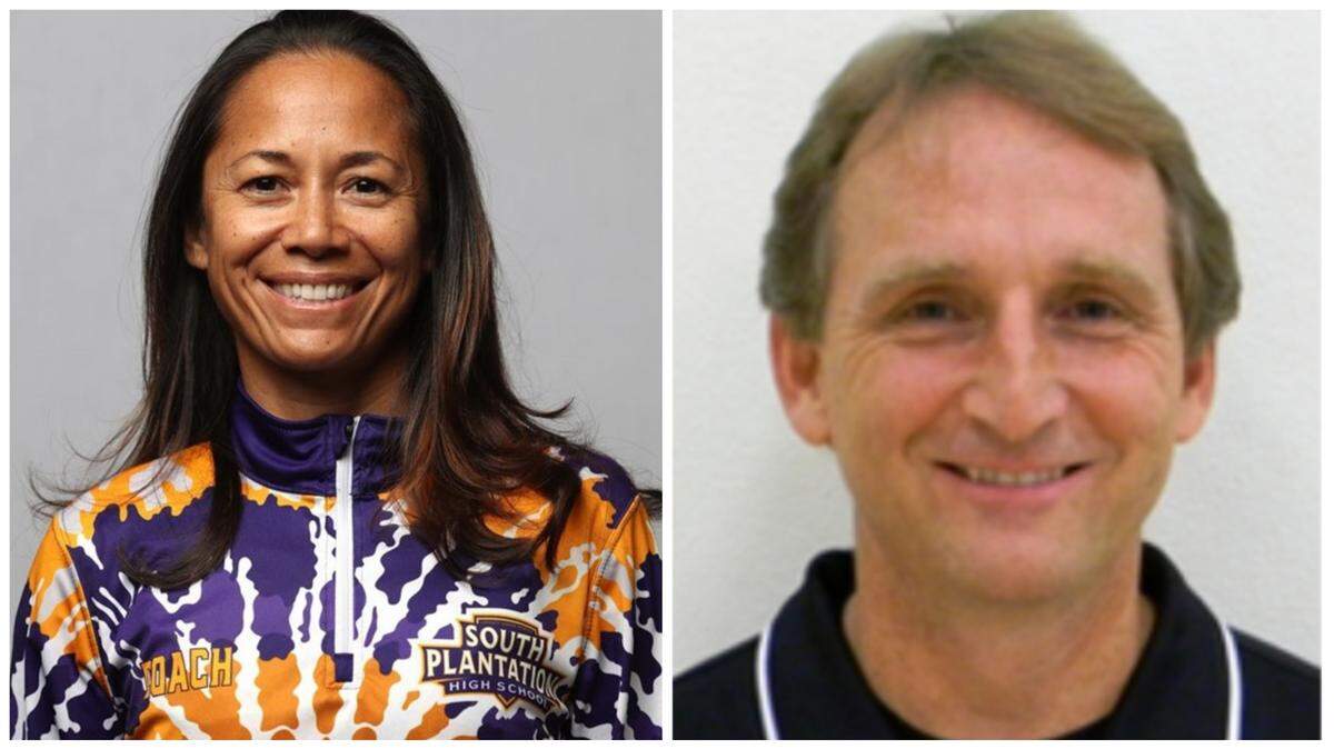 South Plantation’s Tania Lam (left) and Calvary Christian’s Sam Skelton are the Miami Herald’s 2021 Girls’ Volleyball Coaches of the Year in Broward County.