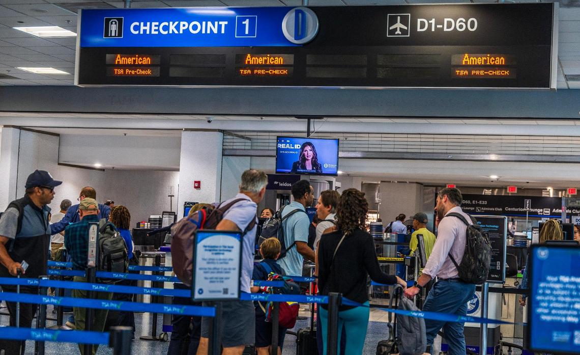 A checkpoint at the Miami airport Wednesday, May 7, 2025.