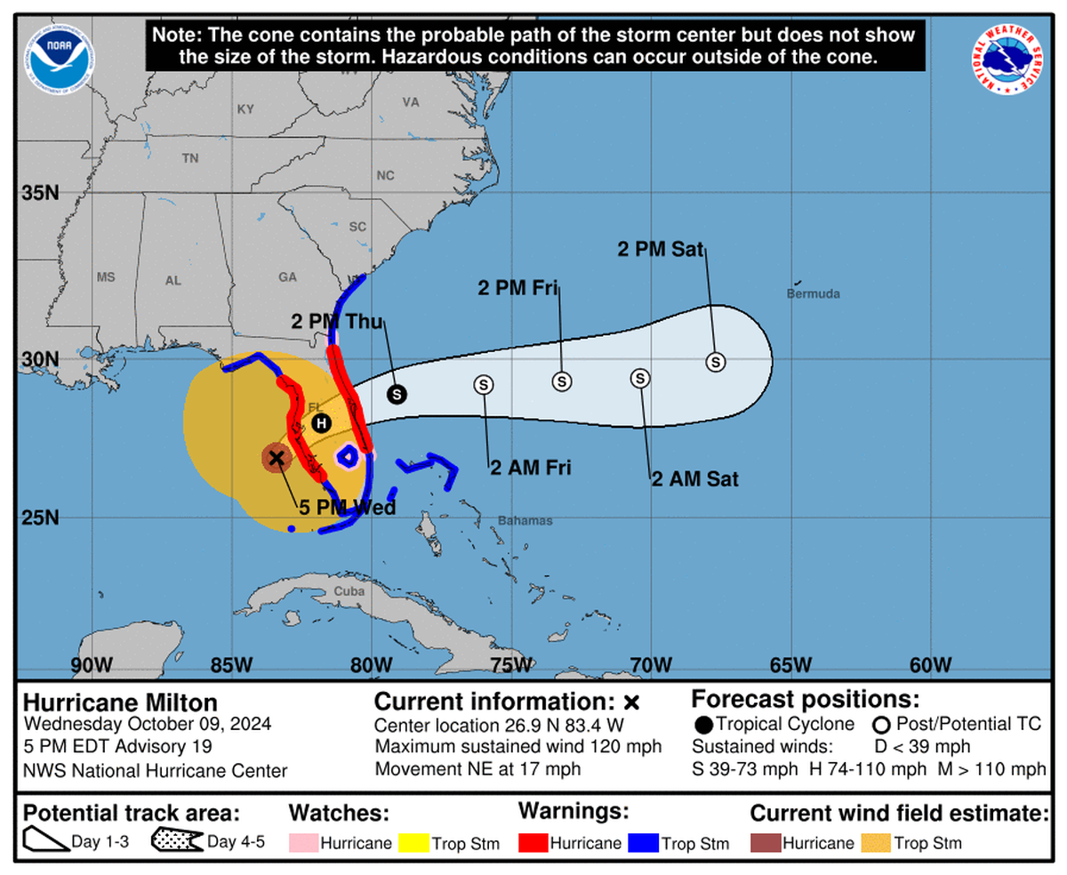 Hurricane Milton, a Category 3 storm, appeared set to hold onto hurricane strength as it crossed Florida.