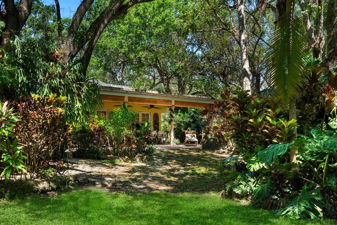 An exterior view of the three-bedroom, three-bathroom farmhouse at Breezy Oaks.