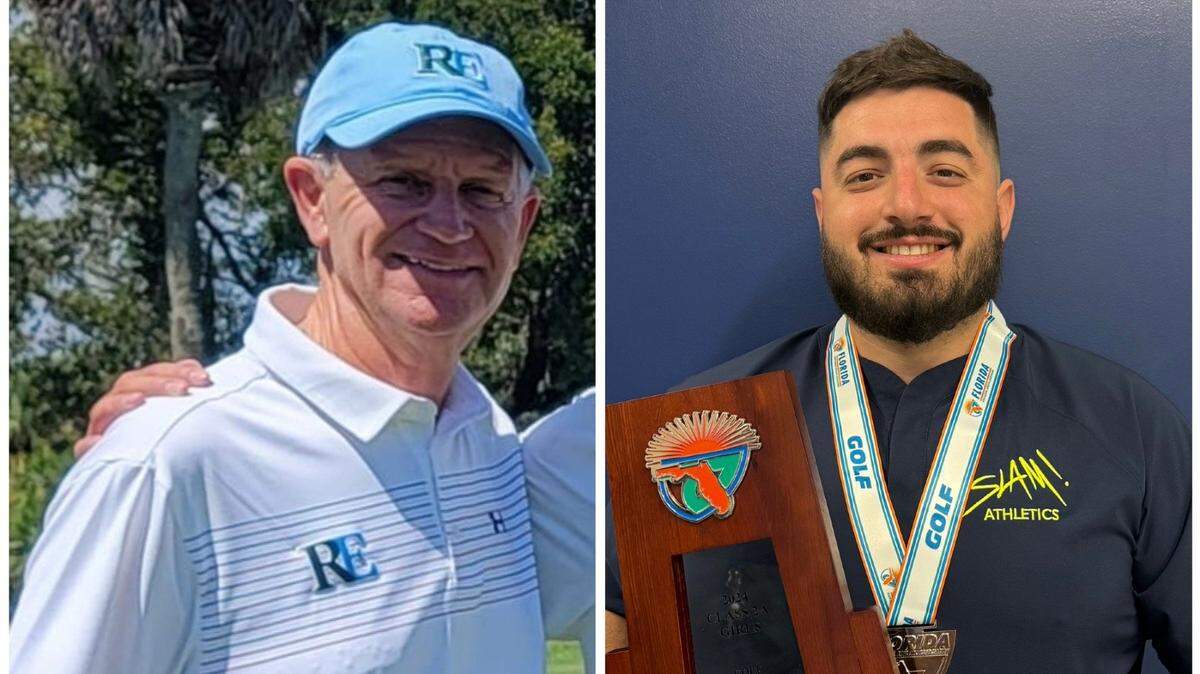 Ransom Everglades' Dave Ragan (left) and SLAM Academy's Pasquale Giovine (right) are the Miami Herald's Miami-Dade Golf Coaches of the Year.