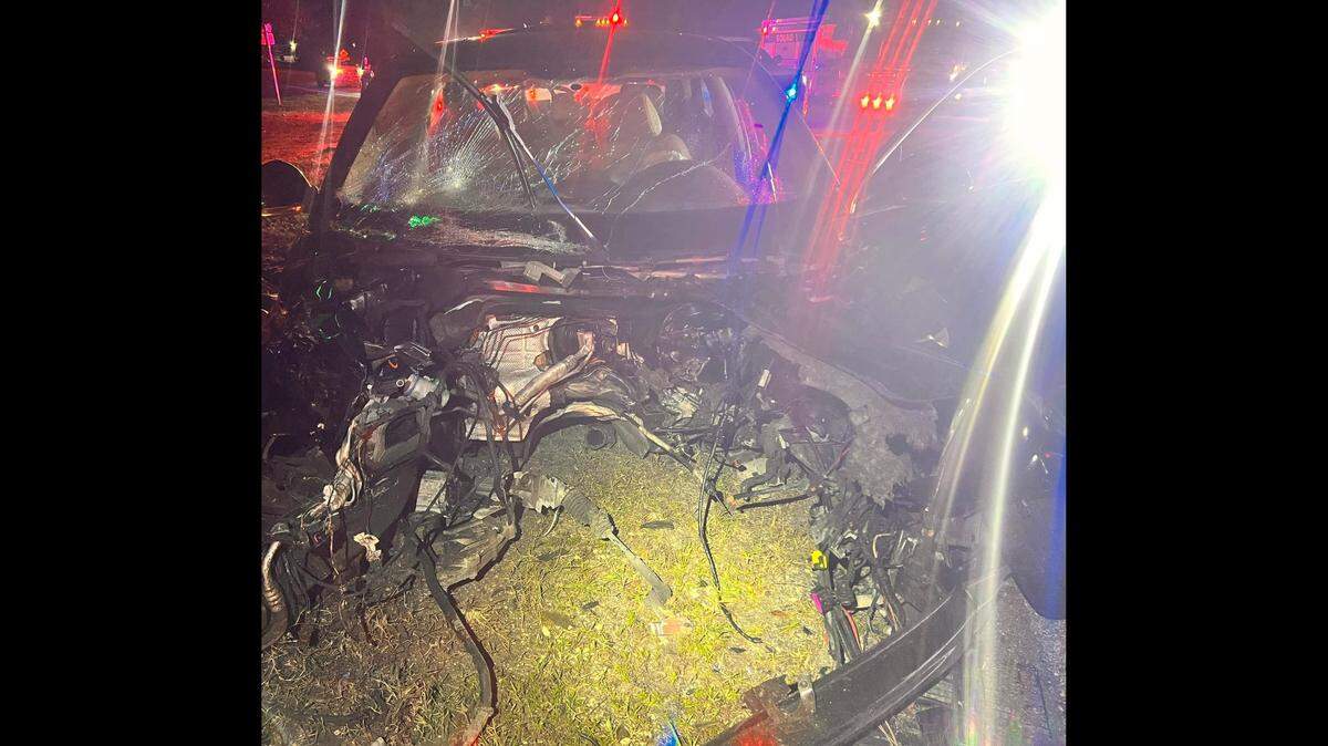 A heavily damaged vehicle was found without its engine at the scene of a mysterious crash in Florida, according to the Martin County Sheriff’s Office.
