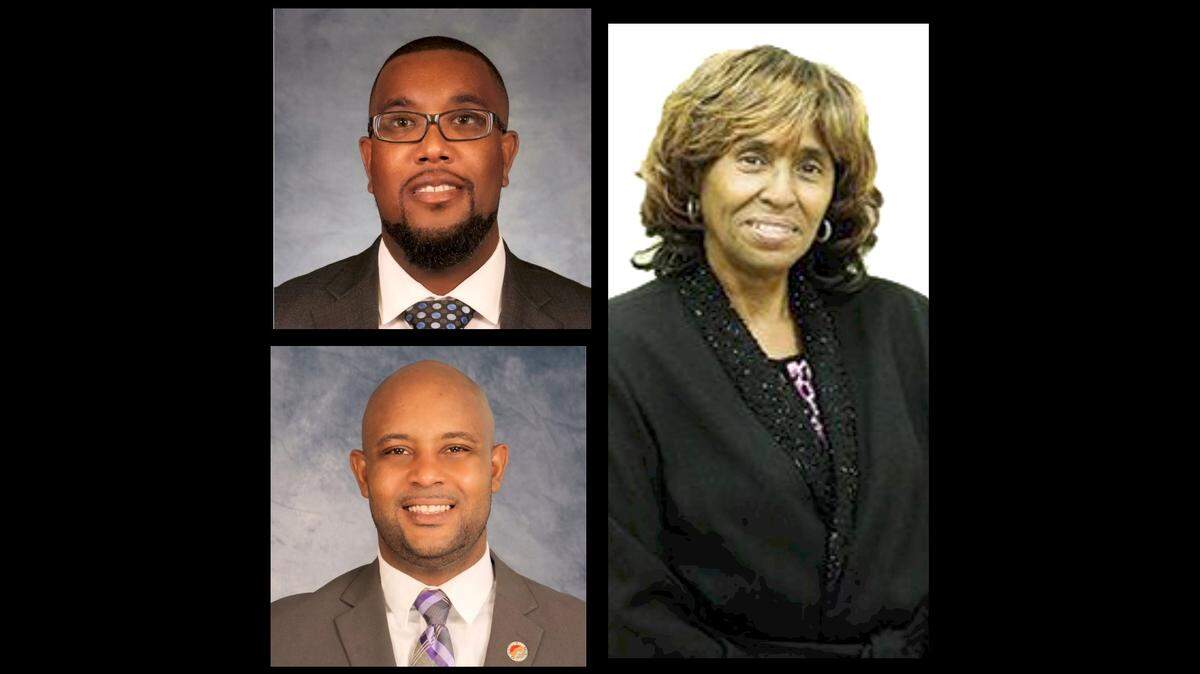 The Opa-locka mayoral race pits City Commissioners John H. Taylor Jr. (top left) and Chris Davis (bottom left) against retired government employee Christina Banks (right). A fourth candidate, Justo R. Rodriguez, isn’t pictured.
