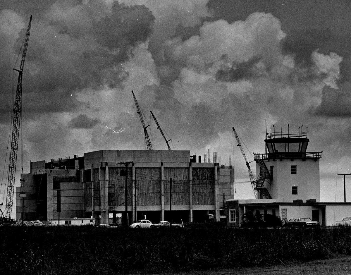 FIU’s main campus at Southwest Eighth Street and 107th Avenue when it was under construction before it opened in 1972. The university was built on the site of the old Tamiami Airport - the control tower is to the right. The tower still stands on the campus, 50 years later.