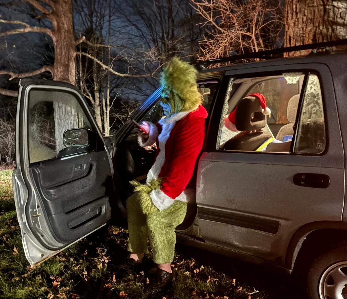 “The Grinch” involved in car crash on Christmas in New Hampshire, according to the Exeter Police Department.