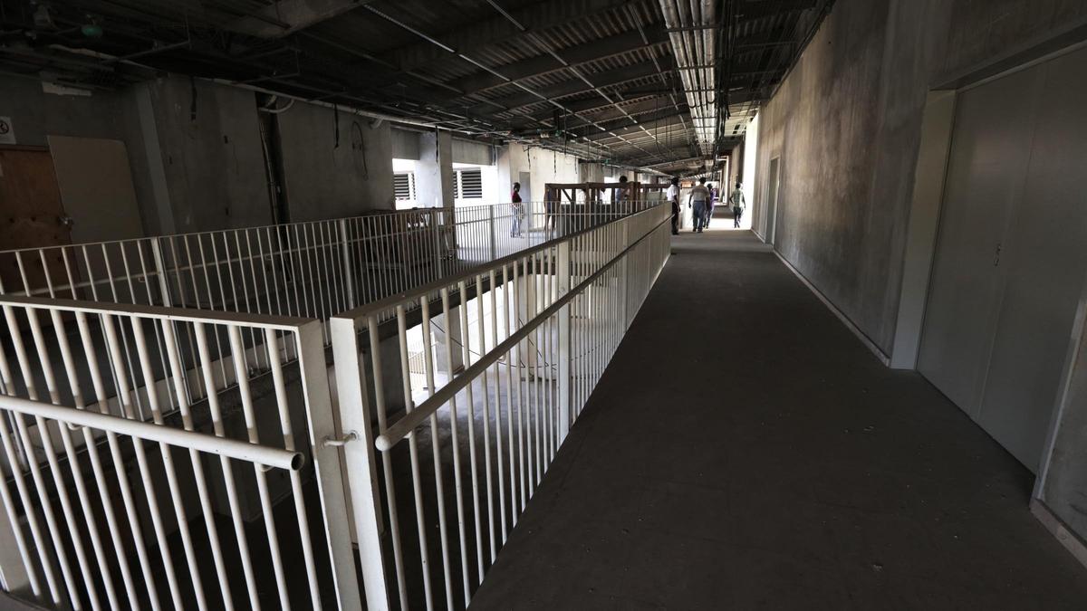 A view of a second floor hallway of the sprawling new hospital campus in Port-au-Prince. The hospital has yet to open.