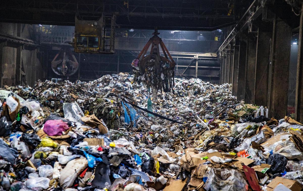 A pile of trash, collected around South Florida, sits at the Miami-Dade Resources Recovery Facility-Covanta Energy incinerator plant at 6990 NW 97th Ave. in Doral on April 14, 2022.