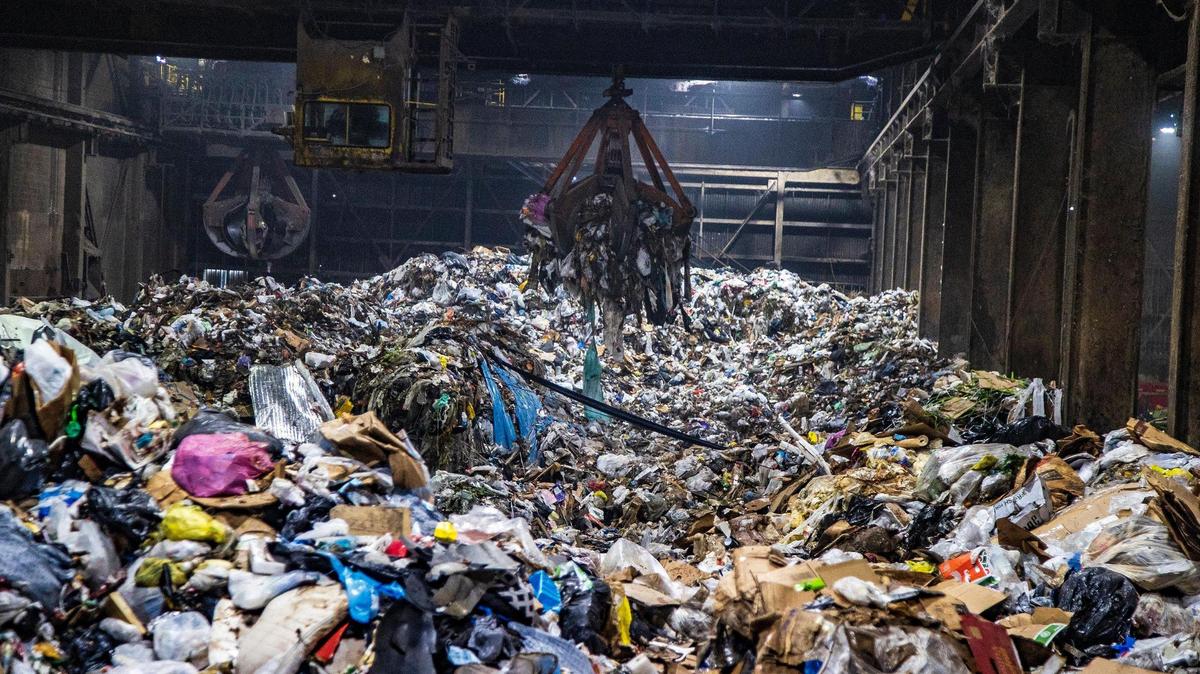 A pile of trash, collected in South Florida, sits at the incinerator in Doral on April 14.