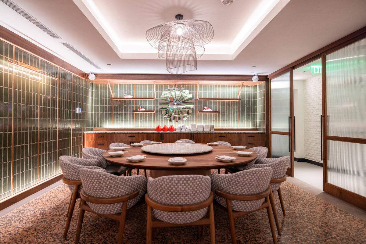 One of the private dining rooms at RedFarm Chinese restaurant in Coconut Grove.