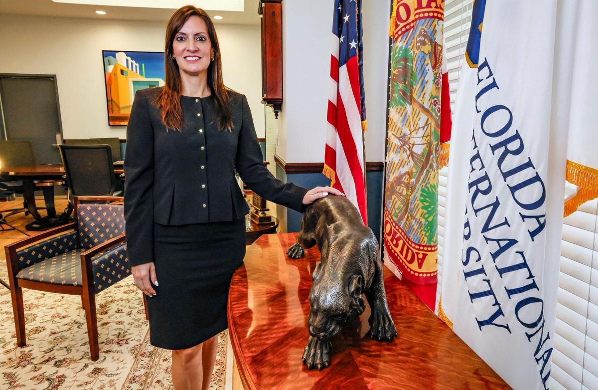 Former Florida Lieutenant Governor Jeanette Nuñez speaks about her role as interim president of Florida International University at the president’s office in the Primera Casa building at FIU in Miami on Tuesday, February 25, 2025.