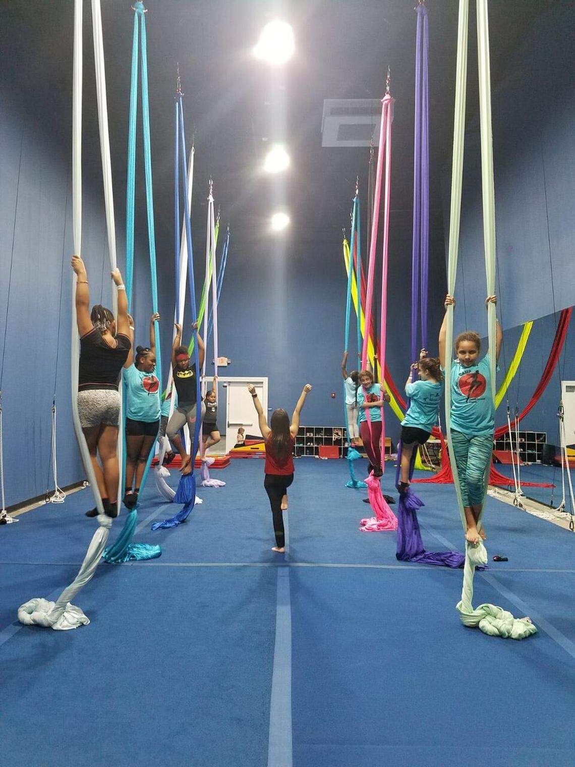 Aerial silk dance classes at Dezerland Park in North Miami.