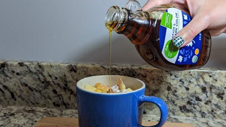 French Toast in a mug is a quick, easy breakfast recipe that won’t make a mess