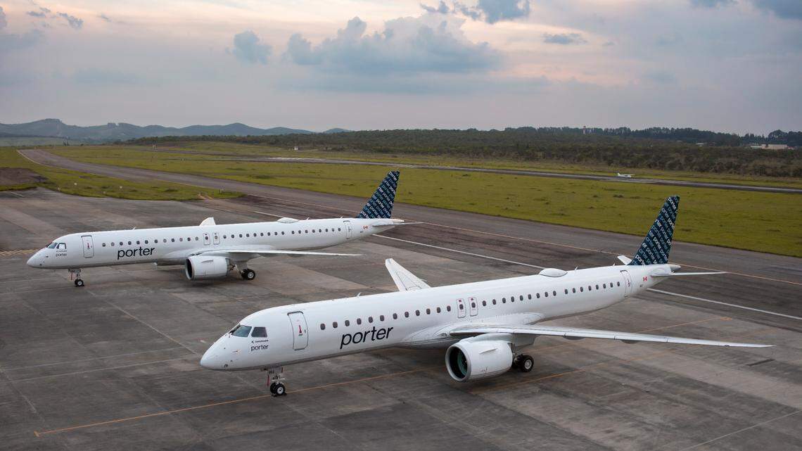 These are the Embraer E195-E2 planes Porter Airlines will fly between Florida and Canada.