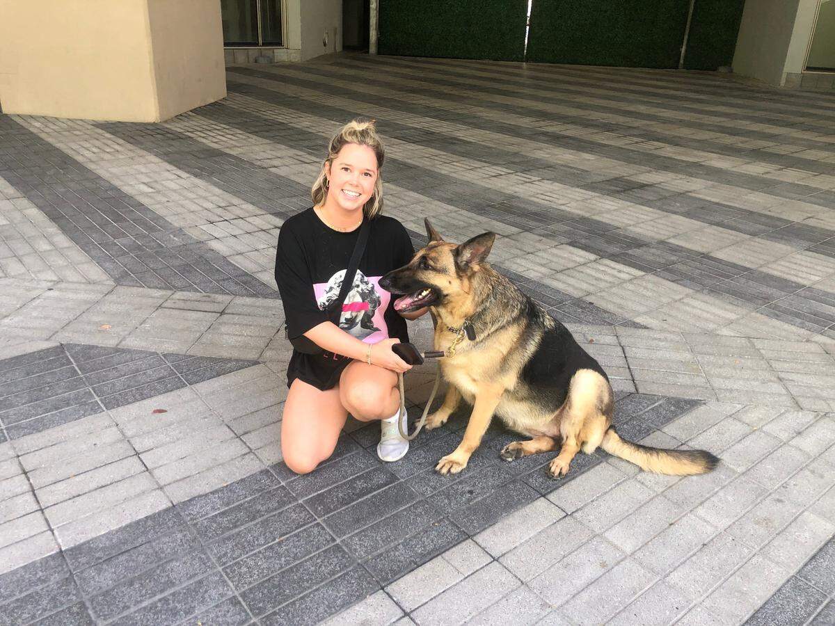 Katrina Clayton and Bagheera.