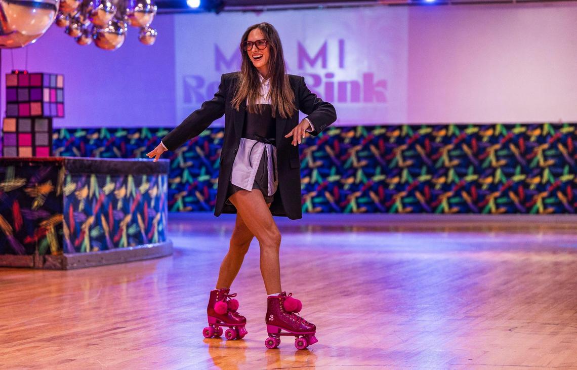 Nikki Spoelstra shows off her moves at the Miami Roller Rink where the former Miami Heat dancer used to skate when it was called Hot Wheels. Born and raised in the 305, she attended Killian and FIU.