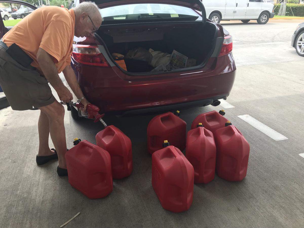 Preparing for Hurricane Dorian, Jose Alzola, 76, came to Costco on Northwest 79th Avenue in Miami-Dade to fill up 10 gas tanks for his generator on Aug. 29, 2019.