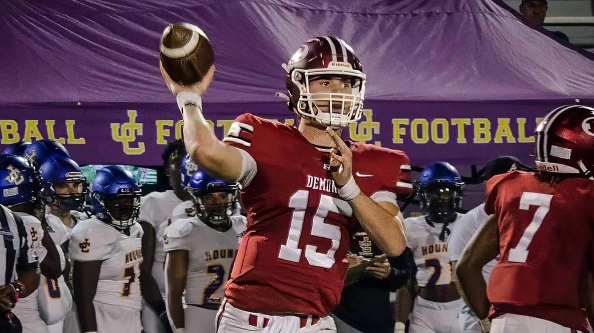 UM quarterback commit Judd Anderson is shown in action for Warner Robins (Georgia) High in 2023. Photography by the Planks.
