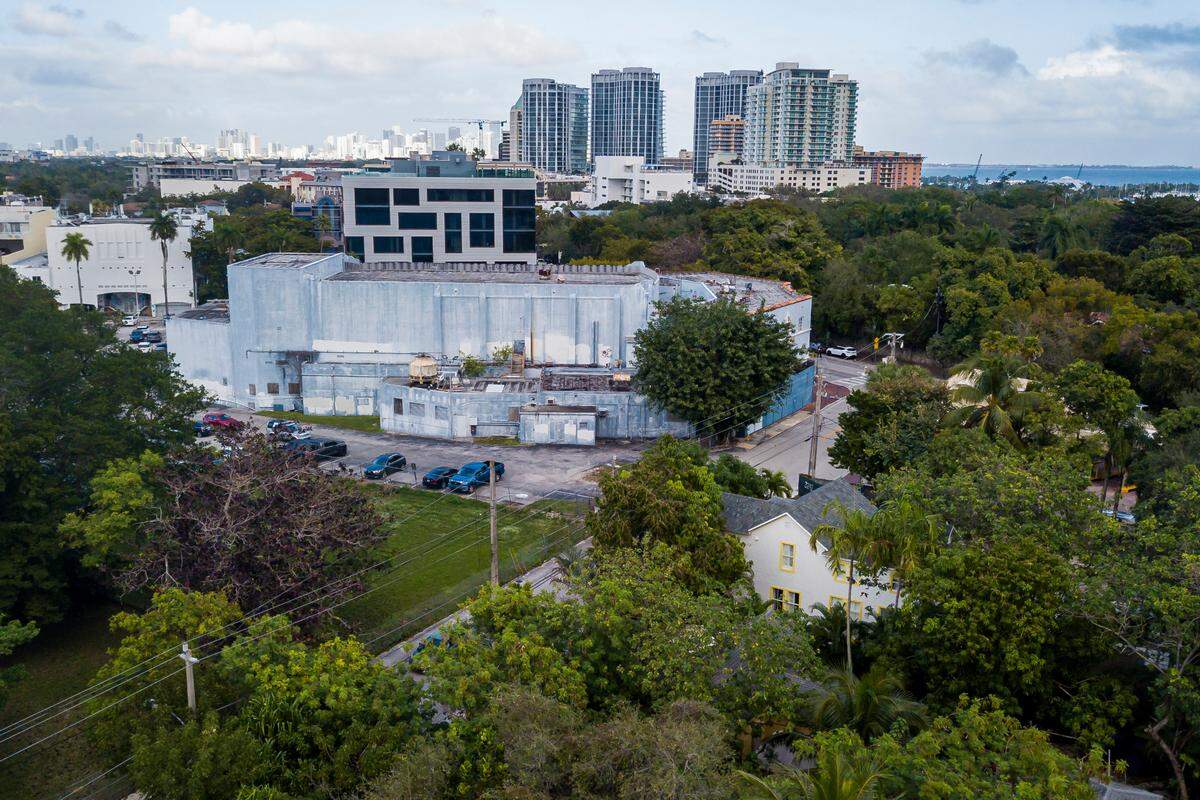 An aerial view of the E.W.F. Stirrup House (bottom right) at 3248 Charles Ave. in Coconut Grove, Florida, on Feb. 10, 2020.