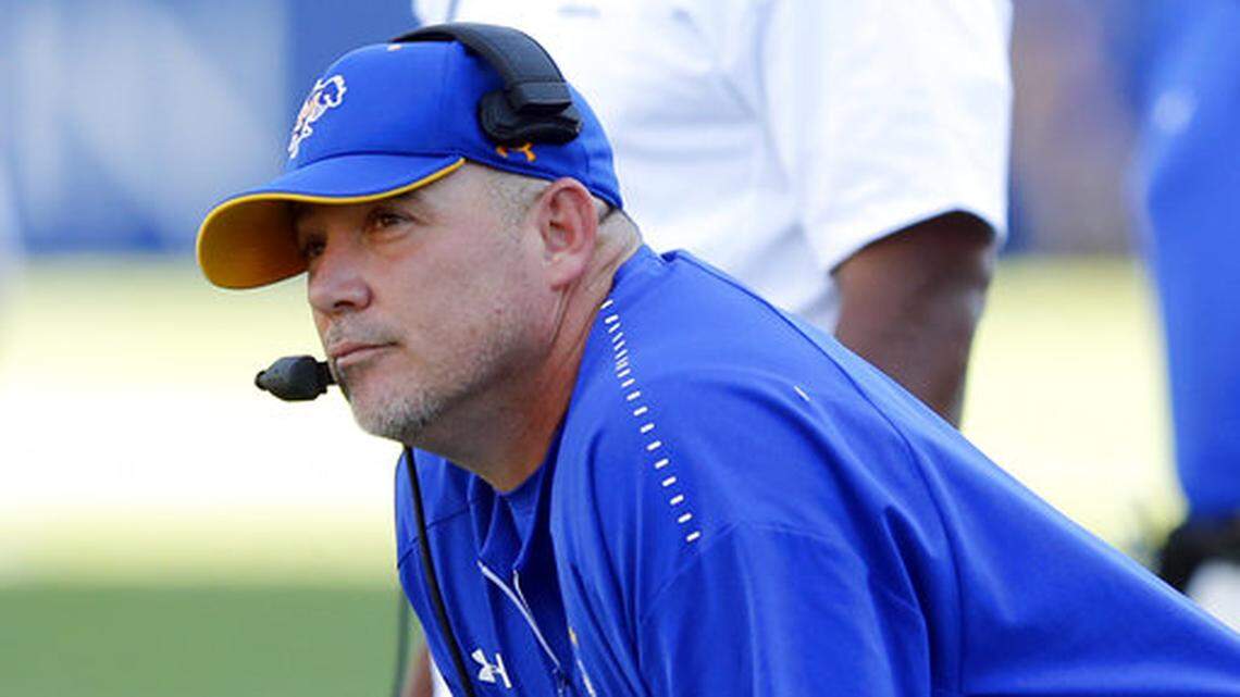 Former McNeese State head coach Lance Guidry looks on in the first half during an NCAA college football game against BYU Saturday, Sept. 22, 2018, in Provo, Utah. The Miami Hurricanes hired Guidry Tuesday to be their new defensive coordinator.