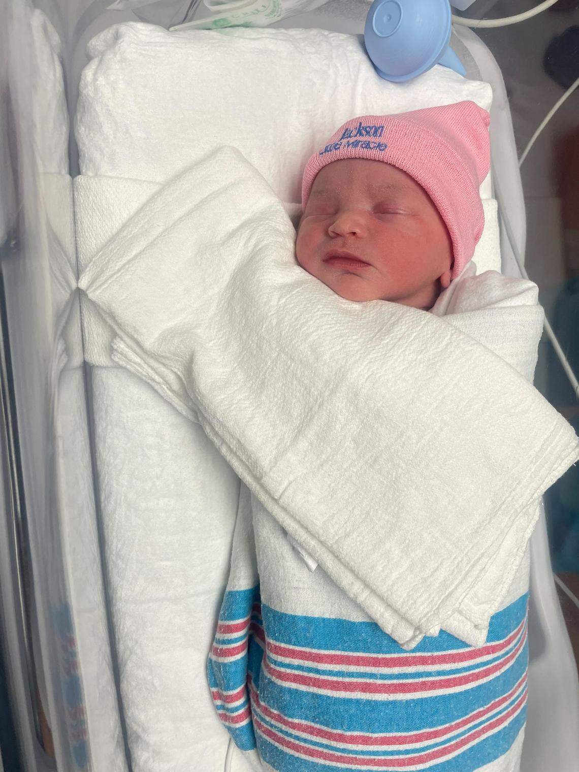 Naomi D’Lani de la Cruz was born at Jackson Memorial Hospital in downtown Miami on Thursday morning, Jan. 1, 2026.