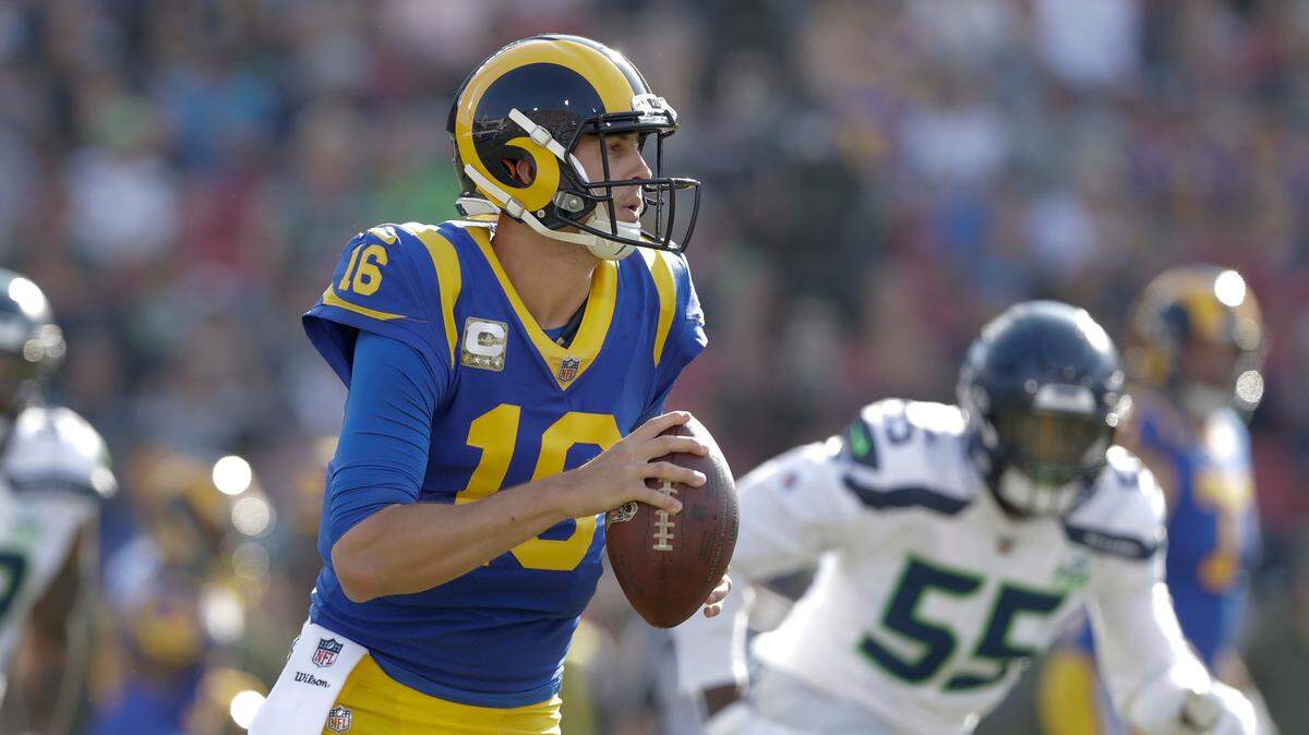 Los Angeles Rams quarterback Jared Goff, shown vs. Seattle last season, faces the Seahawks again Thursday night in the NFL’s Week 5 kickoff.