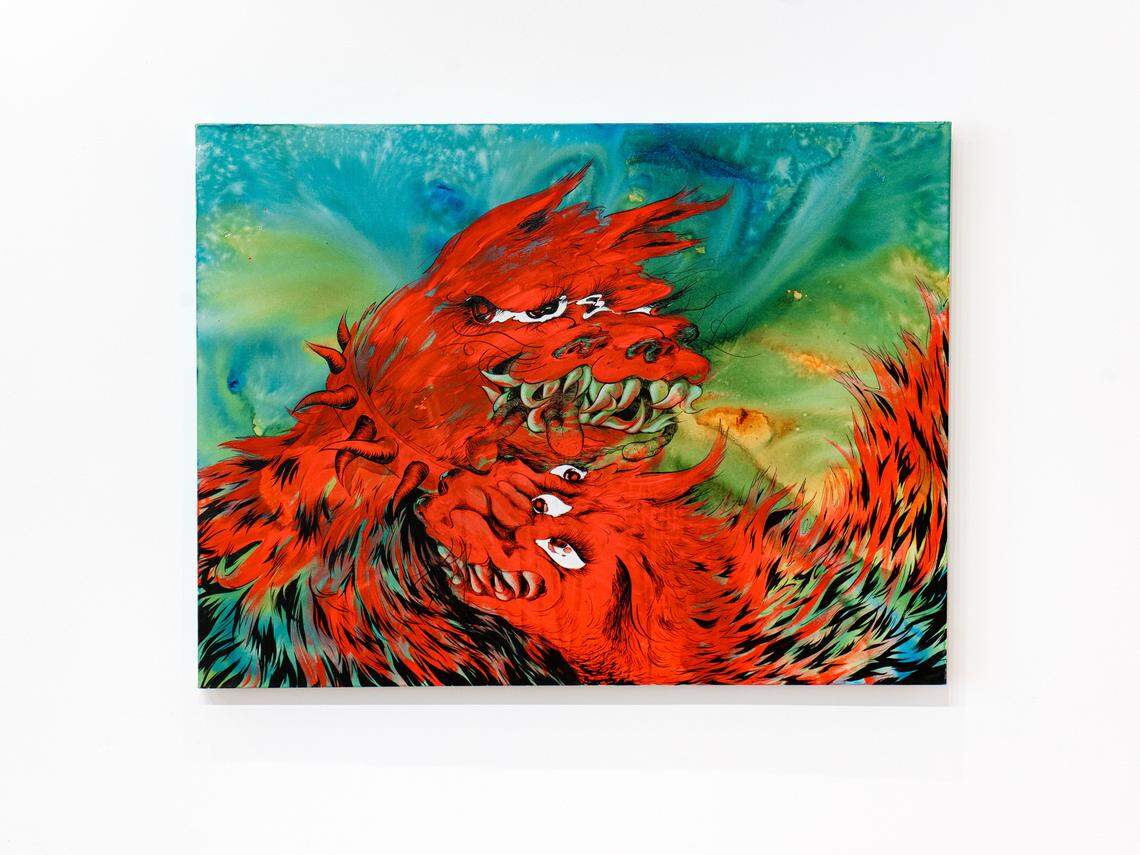 Works by current Bakehouse Artists, such as Susan Kim Alvarez whose “Sniffy Time” is shown here, will be displayed in the Bakehouse 40th Anniversary exhibit.