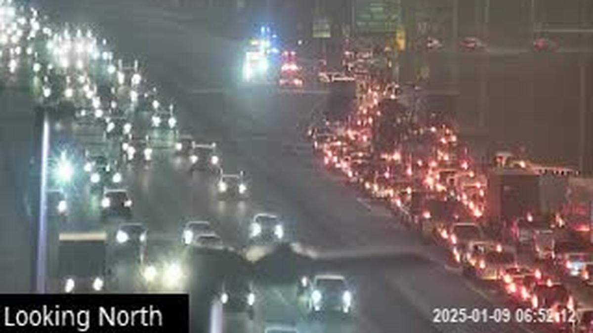 Florida’s Turnpike northbound traffic being directed off at Red Road around 6:52 a.m.