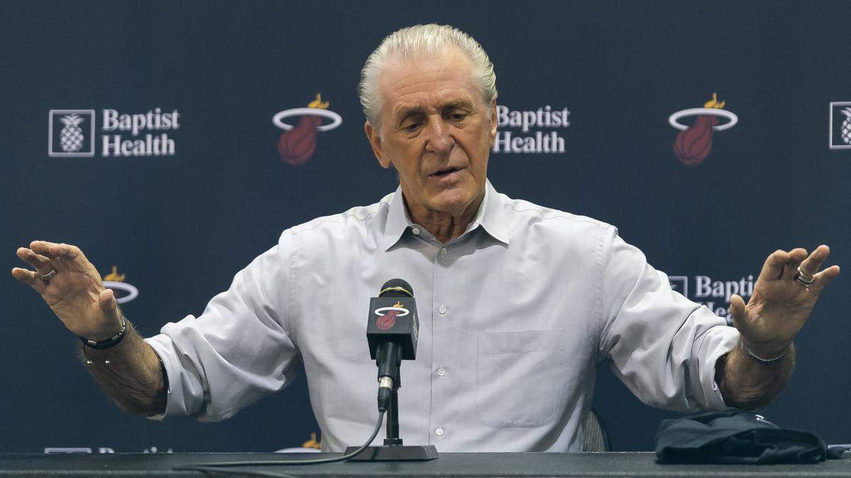Miami Heat president Pat Riley, speaking to members of media after last season.