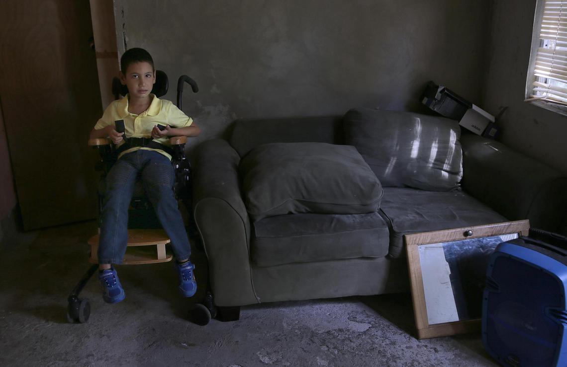 Angel Miguel Torres, 7, at his home in Añasco, Puerto Rico. Angel has cerebral palsy and it was difficult for his mother to find the services Angel needed after Hurricane Maria.