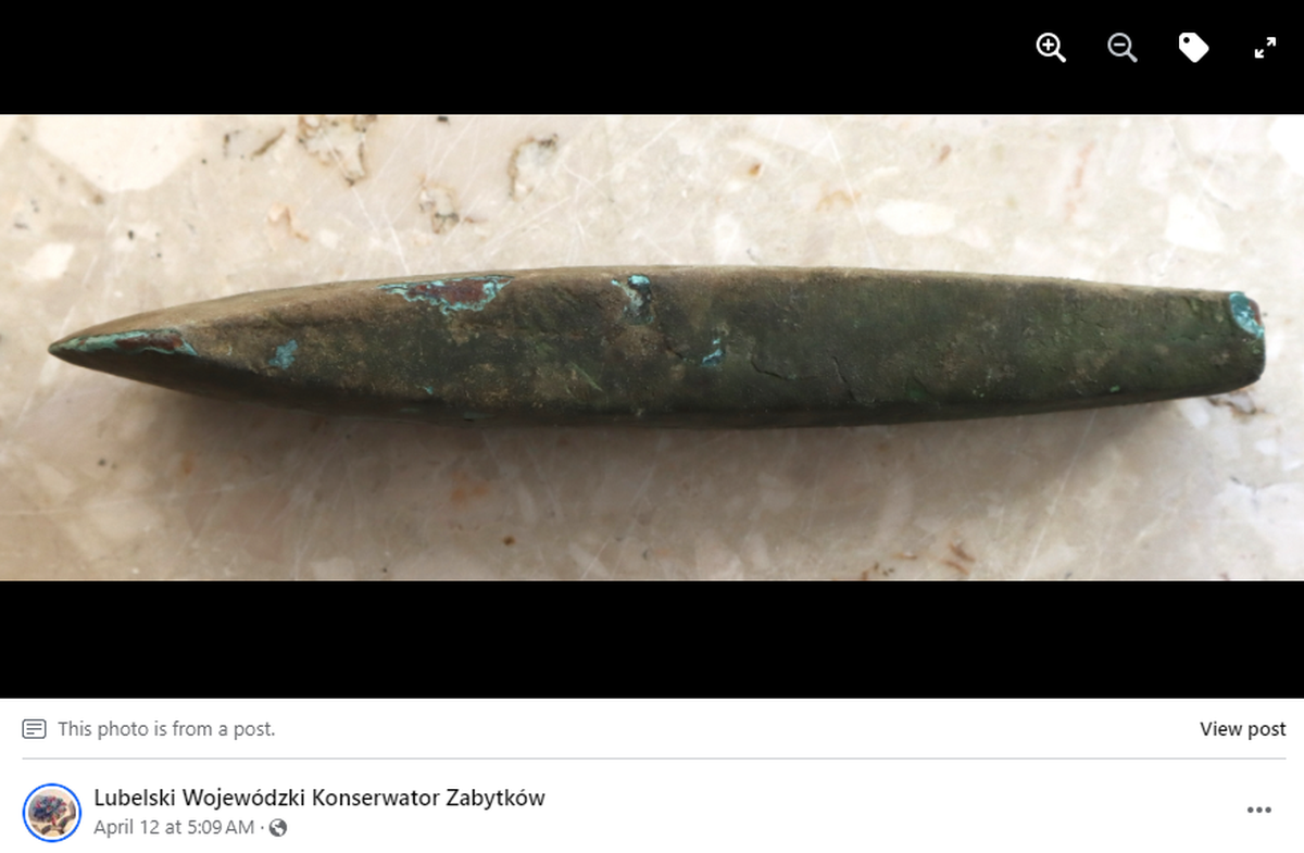 The ax may have been left as a gift to a deity, officials said.
