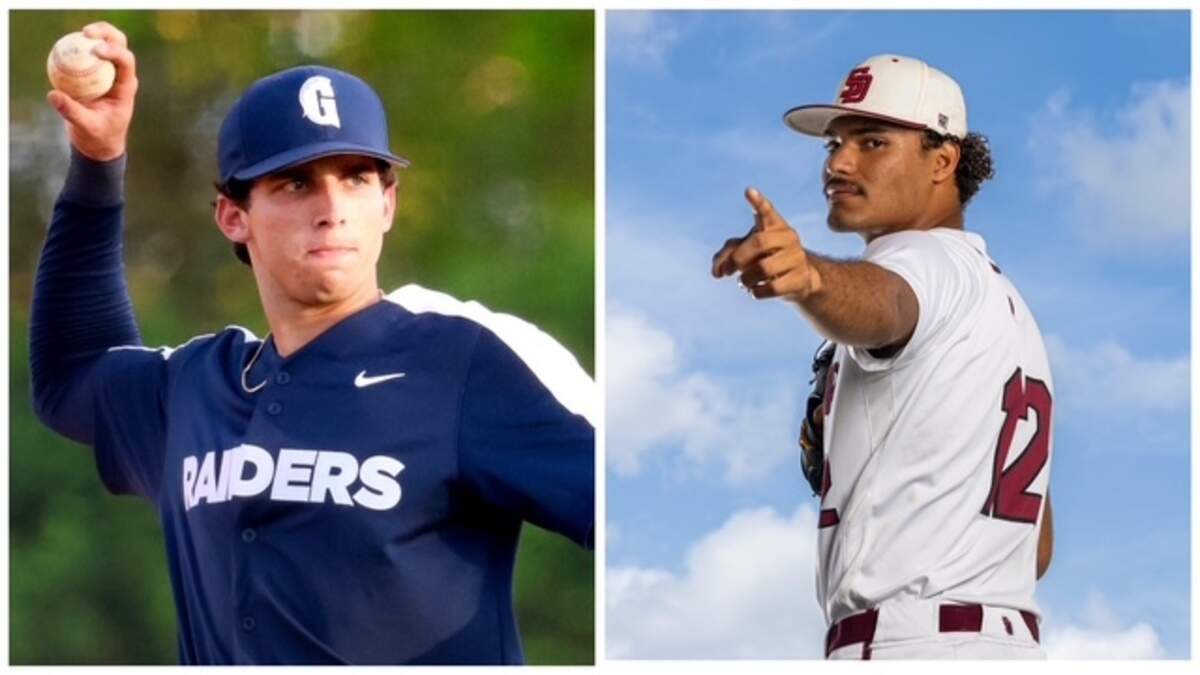 Gulliver Prep shortstop Jacob Lombard (left) and Stoneman Douglas left-handed pitcher Gio Rojas (right) are both projected to be first-round picks in the 2026 MLB Draft on Saturday, July 11, 2026.