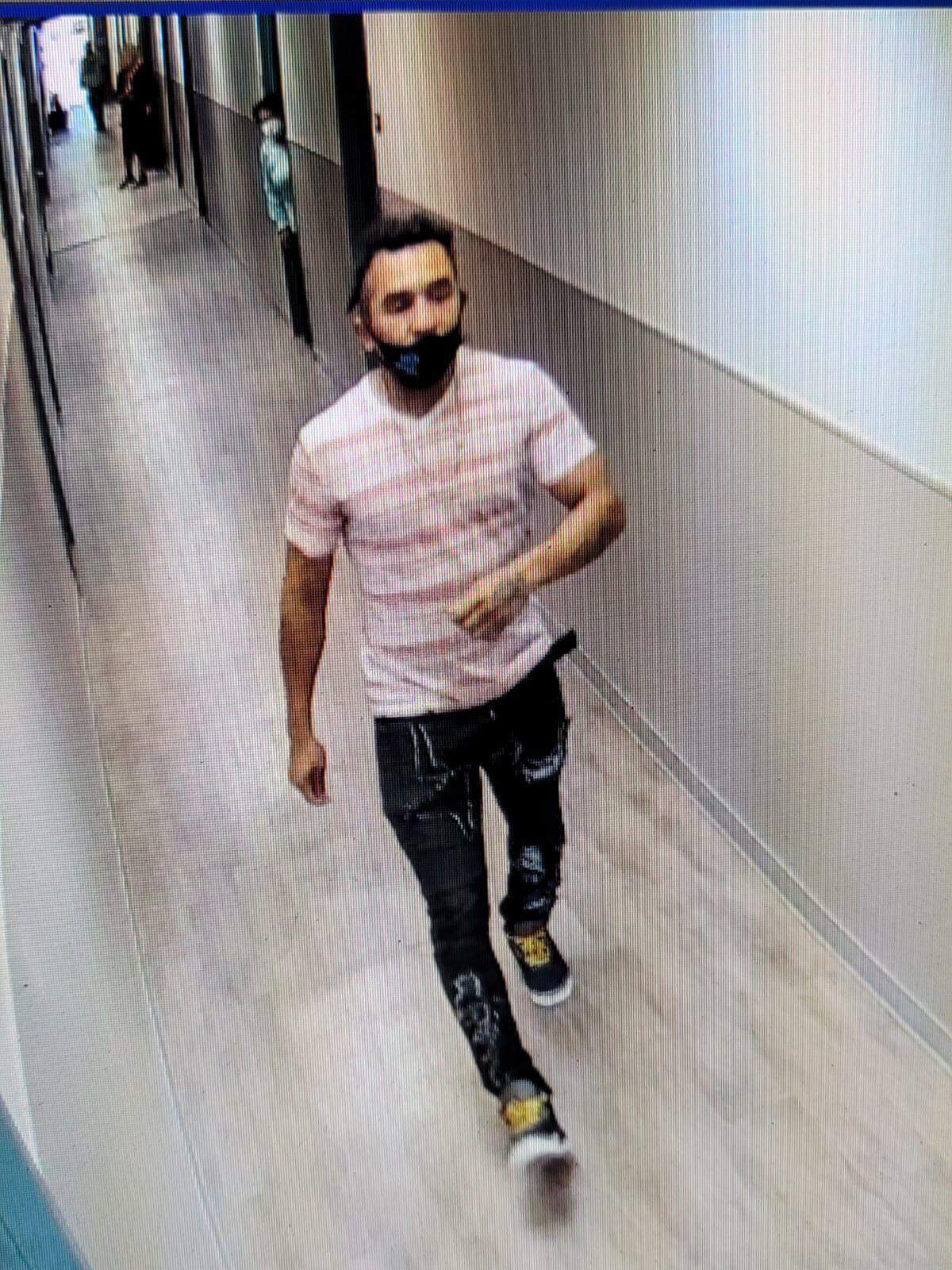 A surveillance video still of the suspect in a March 21 battery on a person 65 or over.