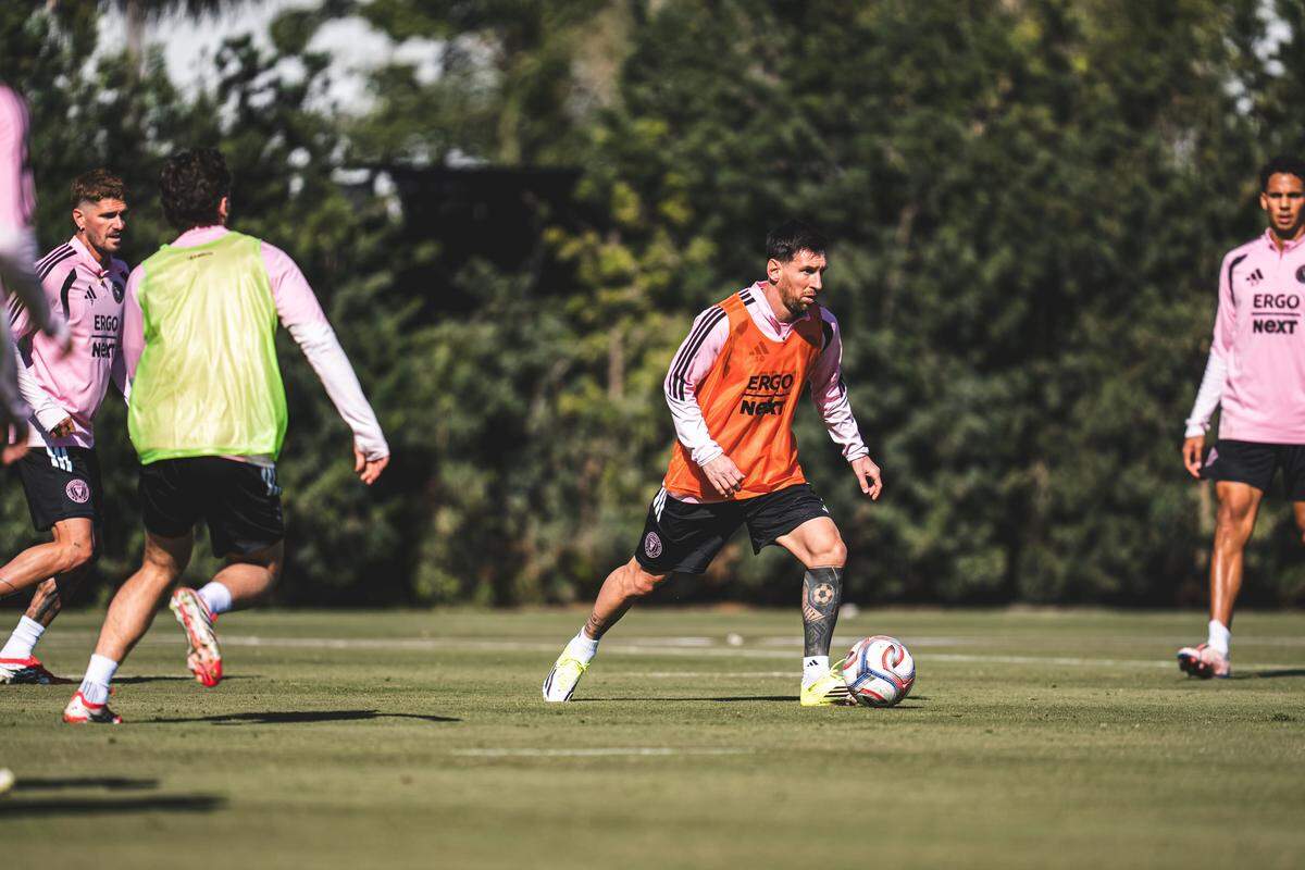 Lionel Messi trains on Friday Feb. 6, 2026 in preparation for a road game Saturday in Ecuador against Barcelona de Guayaquil.