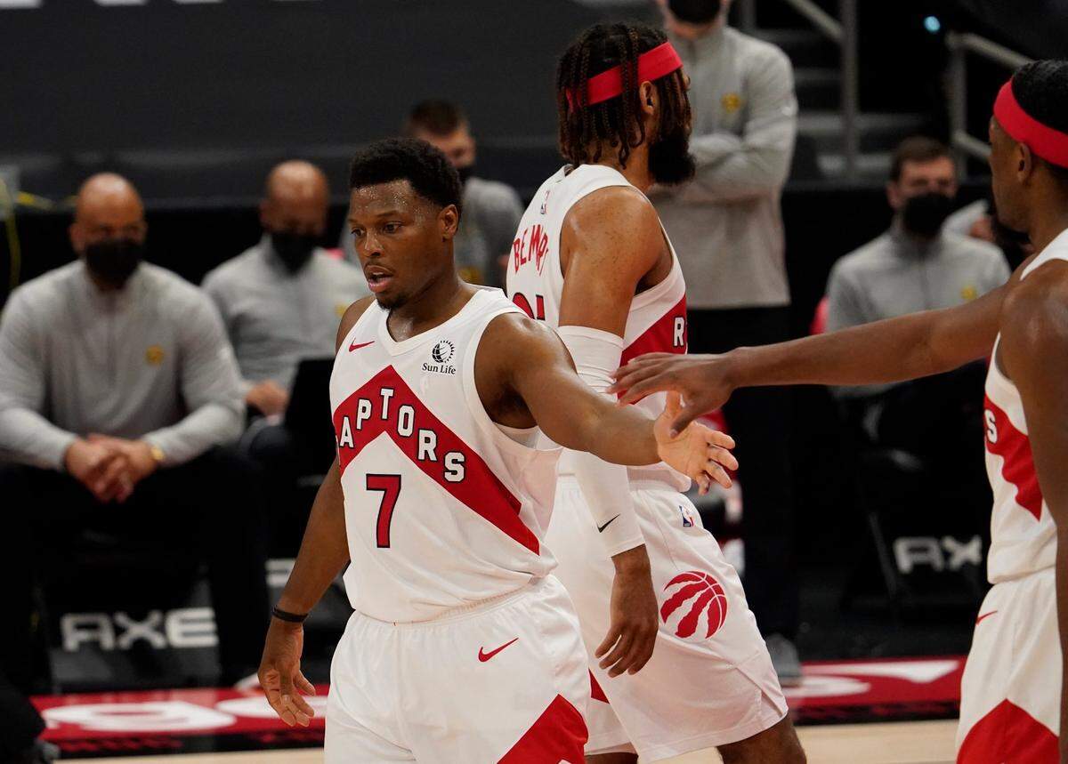 Toronto Raptors guard Kyle Lowry (7) during an NBA game against Denver on March 24, 2021.