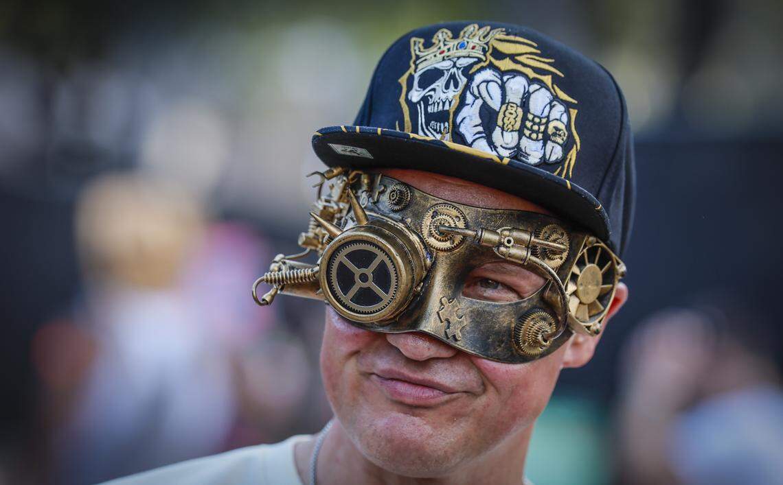 Michael Sonrot of Poland, takes in the scene at Ultra Music Festival in Miami, Florida, on Friday, March 27, 2026.