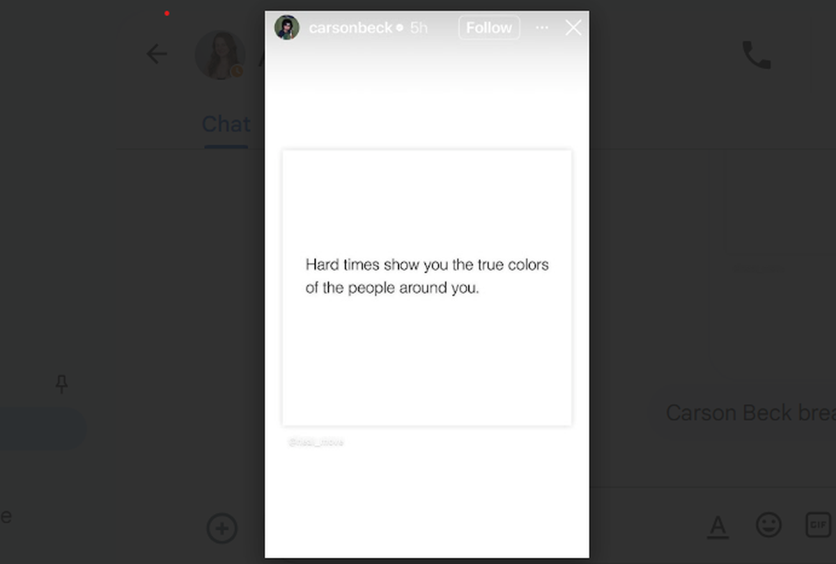 Carson Beck’s Instagram screenshot