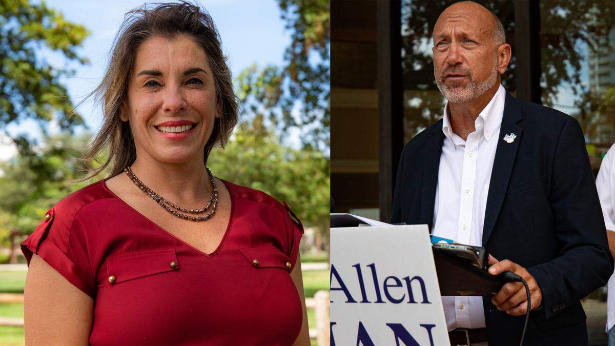 Donna Korn, left, the longtime Broward School Board member whom Gov. DeSantis suspended in August along with three other board members, and Allen Zeman, her challenger, are vying in the Nov. 8 runoff election. Both are on the ballot for the District 8 at-large School Board seat as neither got more than 50 percent of the vote in the Aug. 23 primary election.