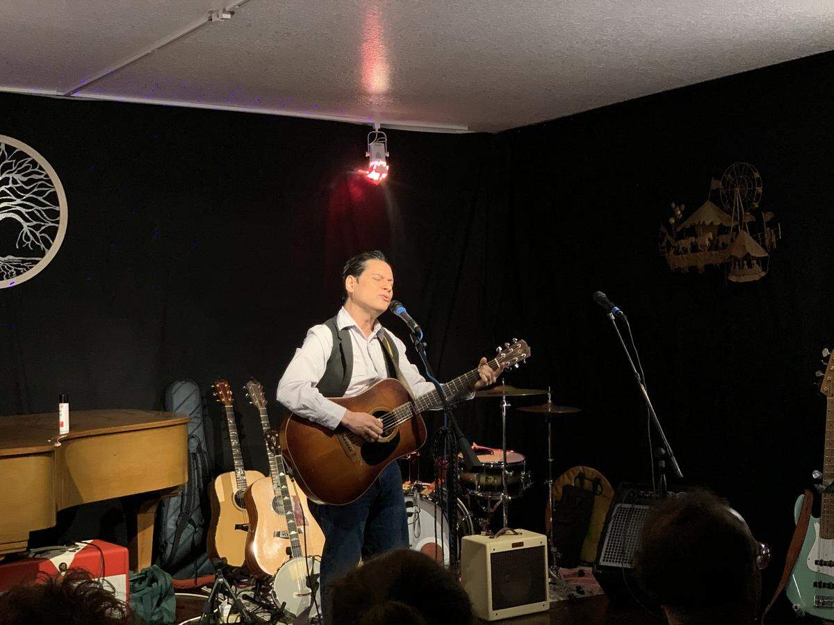 South Florida musician Matthew Sabatella performs at a house concert in North Miami-Dade on March 1, 2020. Sabatella and other local musicians will band together for a livestream concert to raise funds to support music mentors in the Miami-Dade Public Schools system on May 8, 2020.
